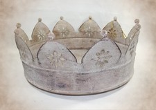 Deko-Tablett "Krone"ArtFerro Metall Ø=25cm Vintage*Kerzentablett*rund*Handarbeit