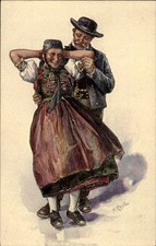 Künstler Ak Reiss, Fritz, Schwarzwälder Tanz, Volkstrachten, Paar - 4489793