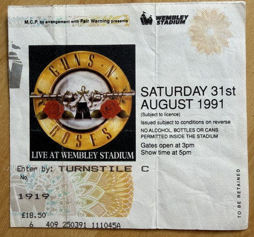 Guns roses concert ticket - n,