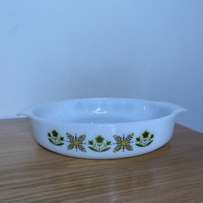 Anchor Hocking Fire King 429 Green Meadow Muster Runde Auflaufform Backform