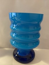 Friedrich Kristall Vase - Überfang - 60er 70er Jahre - Mid Century Vase blau