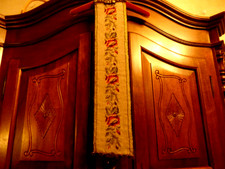 VINTAGE-GOBELIN WANDTEPPICH / KLINGELZUG ( ohne Glocke ) - L/B : 70 x 15 cm - 