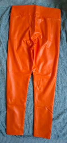 Orangene kunstleder leggings - orangene,