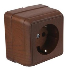 Aufputz Steckdose Walnuss Holz Optik Braun Innen Wandsteckdose