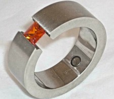 POWERWELL EDELSTAHL RING "Statement" MASSIV mit Rubin Zirkonia in 16-20 mm 