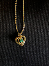 Schöne Halskette mit Herzanhänger mit Grünen Stein Neu !!! 24 karat vergoldet