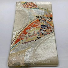 6037# Japanischer Vintage Fukuro Obi Gürtel Kimono Stoff Seide Traditionell