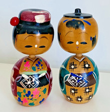 Holzpuppe Holzfigur Zierpuppe 10 cm chinesisch handbemalt  2 St. Pärchen