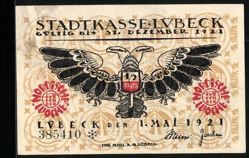 Notgeld lübeck 1921 - notgeld, 1921,