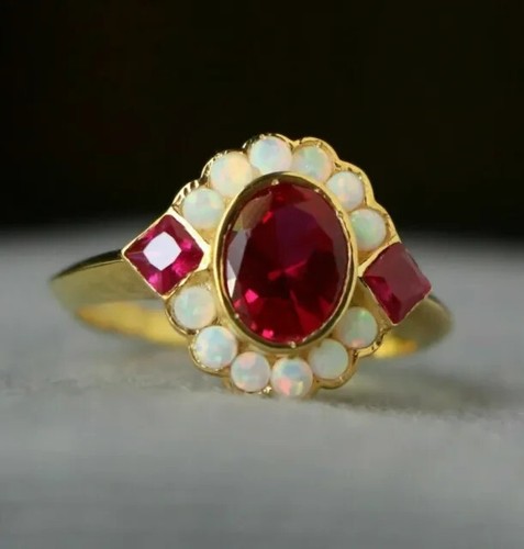 Rubin opal verlobungsring - &,