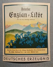 altes Musteretikett Liköretikett Schnapsetikett Etikett Label Enzian Likör 
