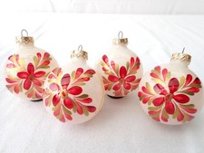 4 alte Glas Weihnachtskugeln