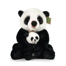 Panda mit Baby sitzend 27 cm