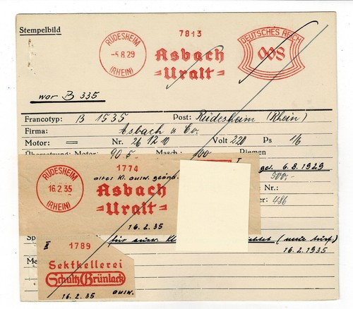Rüdesheim 1929 asbach uralt - rüdesheim,