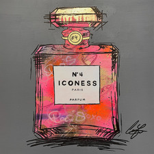 Original Kunstwerk „ICONESS“ Parfum Flakon | Unikat | Acryl Pop Art pink gold
