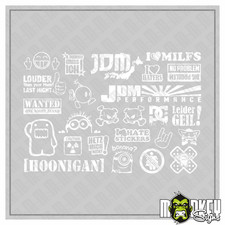 Aufkleber Set JDM Drifter 25-teilig 1:10 RC Auto Modellbau Tuning Sticker weiss