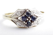 Saphir Brillant Ring 585 14K Gelb Gold Gr. 53 .