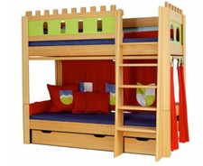 DeBreuyn Stockbett Ritter Burg Hochbett als 2 Einzelbetten nutzbar Buche natur