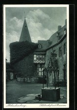 Hagen i. W., Schloss Hohenlimburg, Schlosshof mit Brunnen, Ansichtskarte 1956 