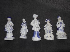 Porzelan Figuren Weiß/Blau/Gold 16-20 cm, 5 Stück