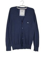 MOODS OF NORWAY Frontknopf 100% Wolle Blau Strickjacke Herren Größe L
