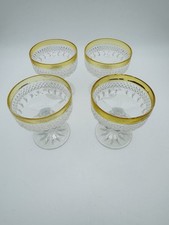 4 Antike Kristallgläser Likörgläser mit Schliff und Goldrand Vintage