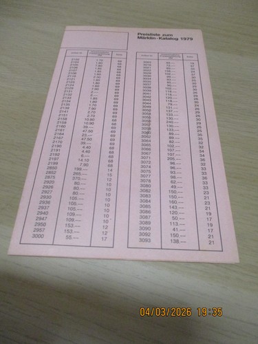 Märklin preisliste katalog - märklin,