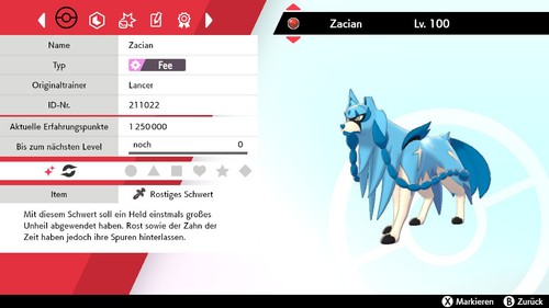 Shiny zacian 6iv lvl - shiny, 100
