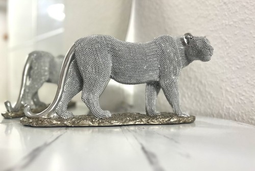Statue leopard silber neu - leopard,