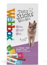 Webbox Katzen Mini Mix Käse Salami Malz Leber Leckerli 10 x 16 Sticks