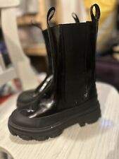 Damen Lack Stiefeletten Plateau Chelsea Boots Booties Kurzstiefel Trendy