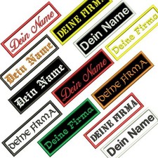 Gestickter NAMENSSCHILD mit Wunschtext Aufnäher Biker Patch (8x3cm) mit KLETT