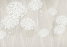 Blumen Pusteblume Beige Laub VLIES FOTOTAPETE 3D WOHNZIMMER TAPETE WANDBILD XXL