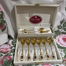 Royal Albert Old Country Roses 6 Teelöffel Buttermesser und Marmeladenlöffel verpackt ❤️