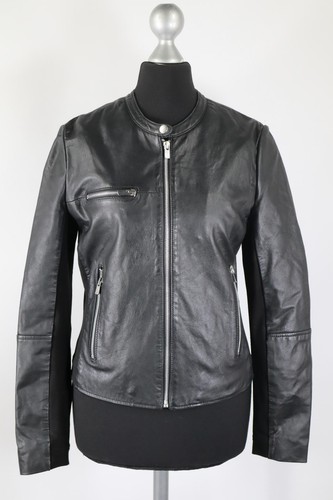 Mango schwarze leder jacke - schwarze, leder-jacke