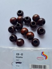 15x Holzperlen braun 15mm Großlochperlen, Makramee Basteln, neu 838-02