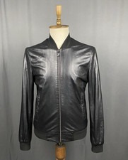 Versace Collection Herren Bomberjacke Schwarz Leder Größe 50