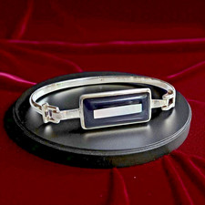 * Eleganter Damen Armreif * Onyx / Perlmutt * Vintage * Silber 925 * (1421)