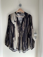Italienische Damen Bluse XL Braun Beige Schwarz Gemustert 100% Viskose Langarm