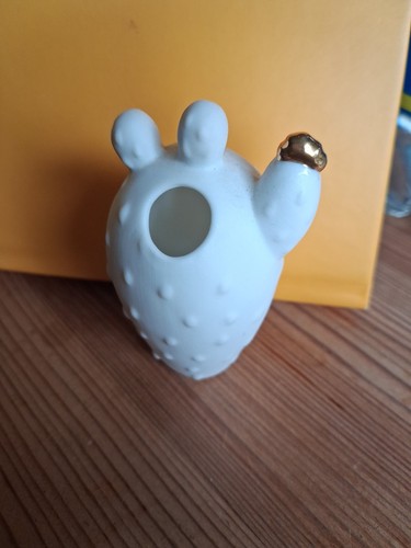 Kaktusminivase weiß gold - kaktusminivase, weiß/gold