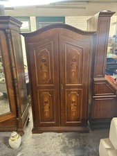 Antiker Kleiderschrank / Vitrinenschrank aus Massivholz - Mit Intarsien