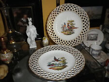 KPM Berlin ein Paar Zierteller Durchbruchfahne Vogelmotiv um 1800