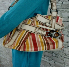 FRANCESCO BIASIA DAMEN HAND TASCHE STOFF LEDER OPTIK MULTICOLOR STREIFEN