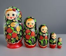 Russische Matroschka, Hochloma Matrjoschka! 5 Puppen! GOLD-SCHWARZ-ROT FARBEN!