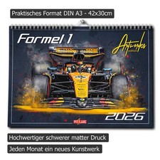 Formel 1 Kalender 2026 | DINA3 | Wandkalender Formel1 | 42x30cm Artwork Edition