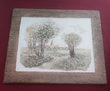 Gips Bild Relief Wandbild Landschaft Kirche Haus. Dekoratives Kunsthandwerk.