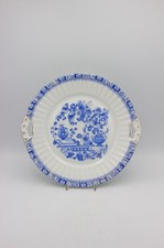 Sorau China Blau Porzellan Kuchenplatte Servierplatte mit Griffen und Goldrand