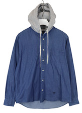 Henry Cotton's Hemd Herren M mit Kapuze Denim Wie Überhemd Brusttasche