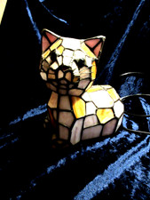 Tiffany Lampe Tischleuchte Katze mit Wackelkopf