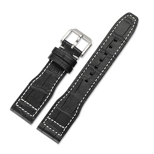 22mm schwarzes lederarmband - schwarzes,